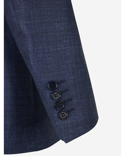 Canali Blue Wool Textured Blazer for men