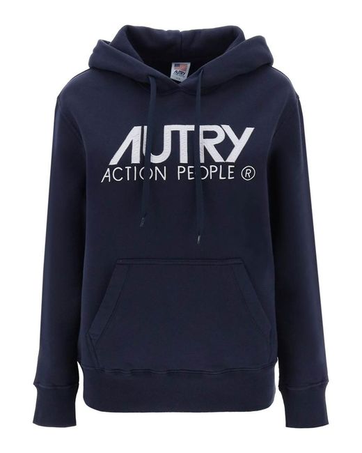 Autry Blue 'icon' Hoodie With Logo Embroidery