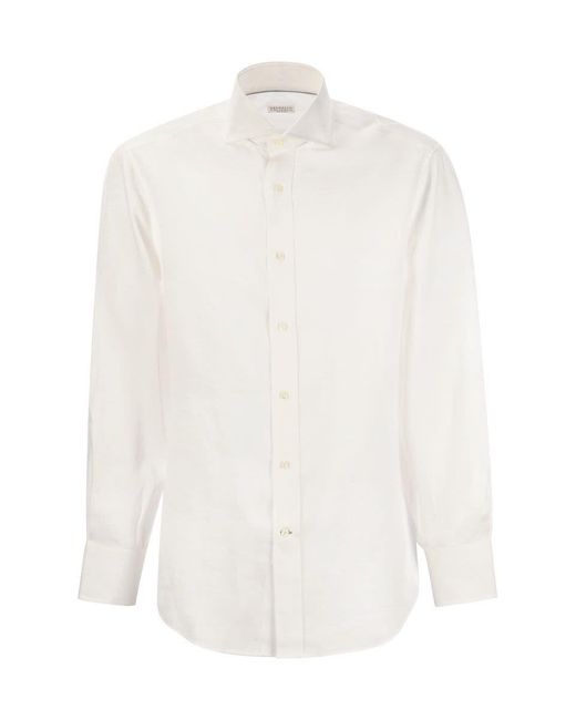 Brunello Cucinelli White Camicia Taschino Bianco for men