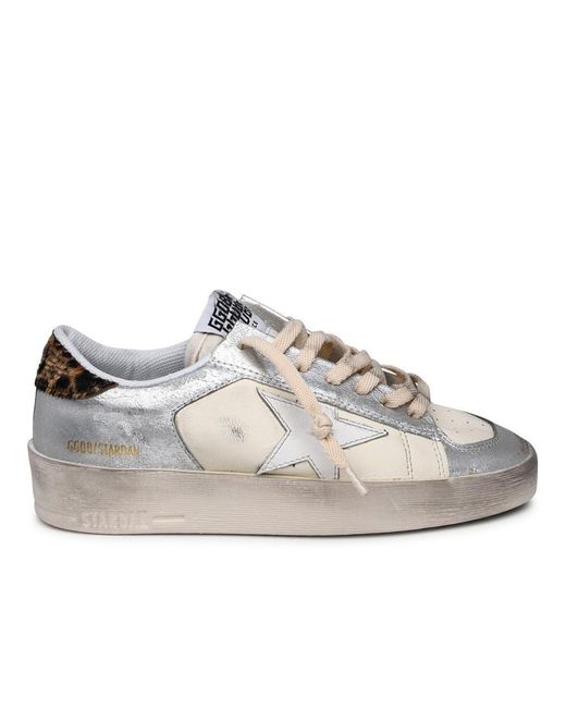 Golden Goose Deluxe Brand White 'stardan' Cream Leather Sneakers