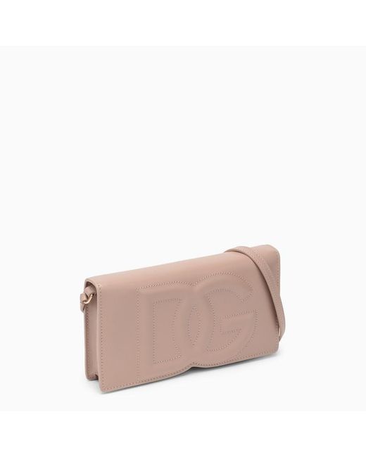 Dolce & Gabbana Dolce&gabbana Powder Pink Leather Phone Bag With Logo