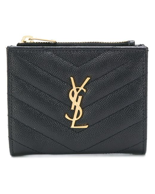 Saint Laurent Black Cassandre Matelassé Bi-Fold Wallet