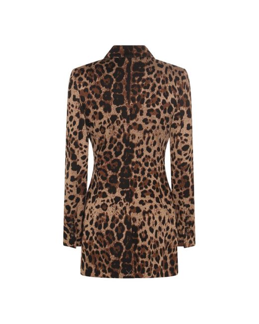 Dolce & Gabbana Brown Leopard Viscose Blazer
