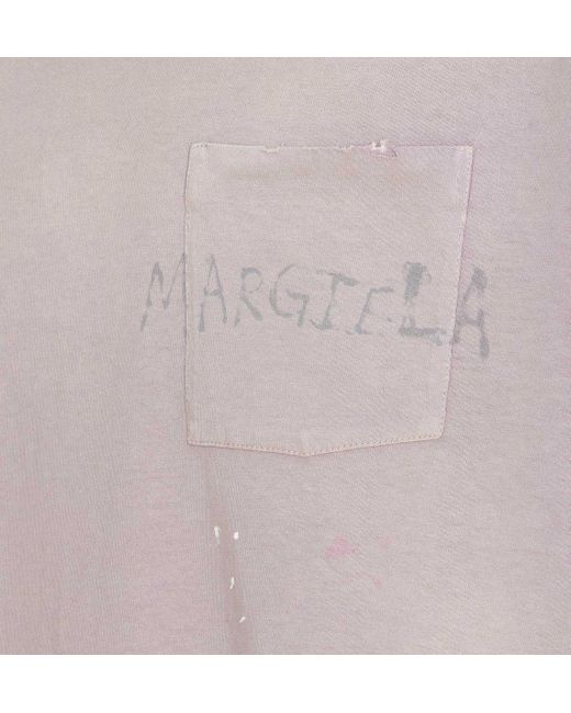 Maison Margiela Gray Handwritten Logo T-Shirt With Written Text for men