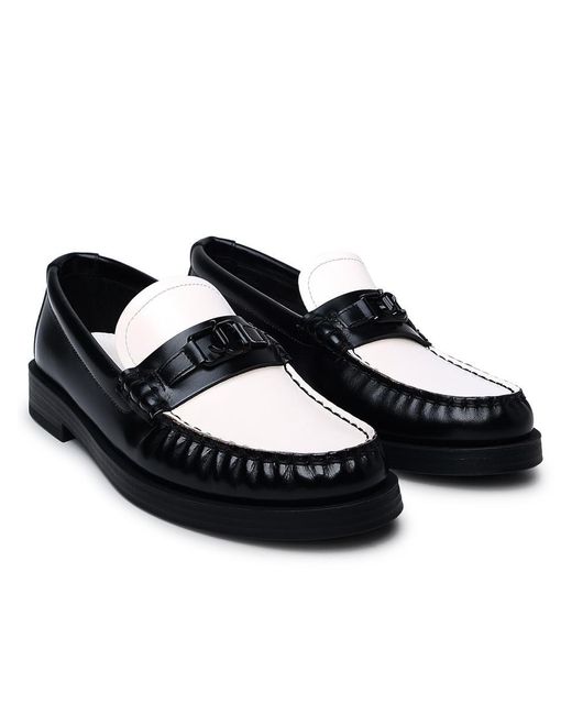 Jimmy Choo Black Two-tone Leather Loafers