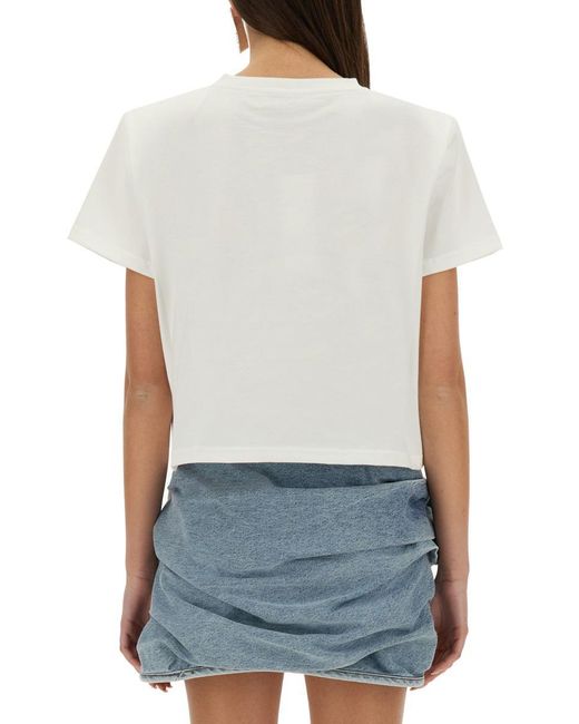 Magda Butrym White T-Shirt With Crochet Bra