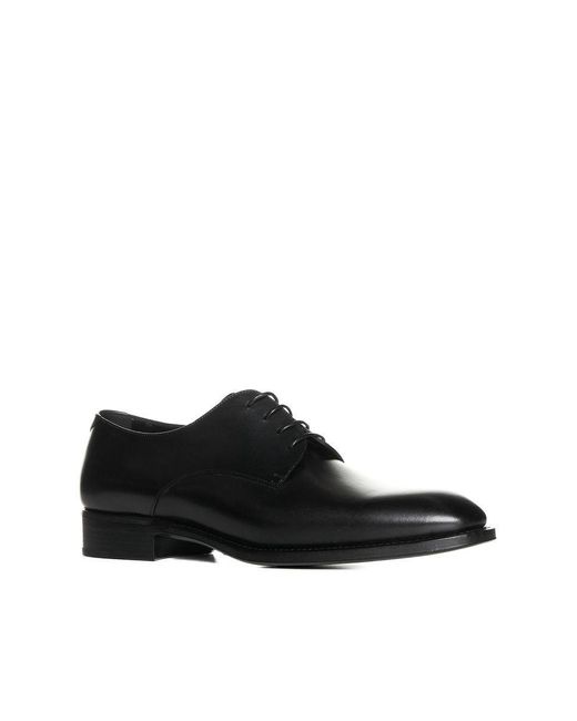 Saint Laurent Black Leather Lace Up Shoes for men