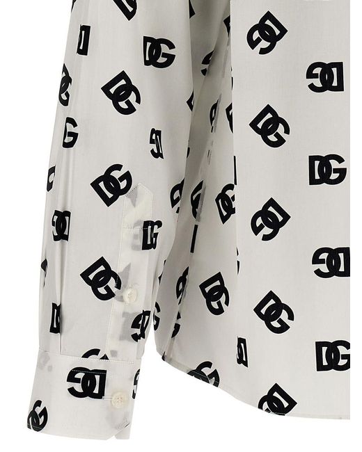 Dolce & Gabbana Gray Dg Logo Shirt All Over for men