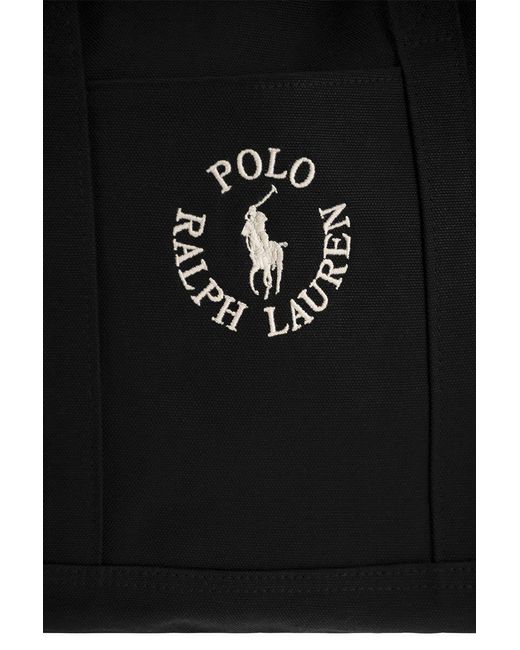 Polo Ralph Lauren Black Cotton Duffle Bag With Embroidered Logo for men