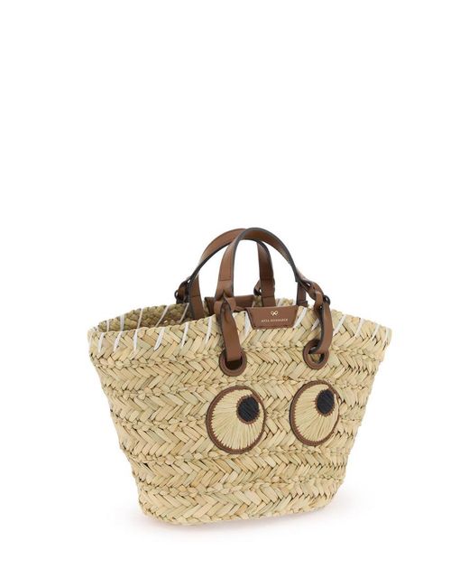 Anya Hindmarch Metallic Paper Eyes Basket Handbag