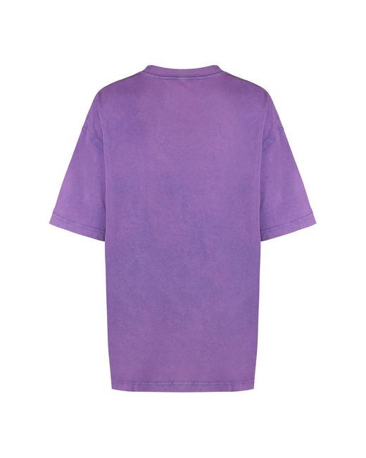 Acne Purple Logo Print T-Shirt