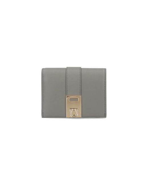 Ferragamo Gray Compact Wallet Hug