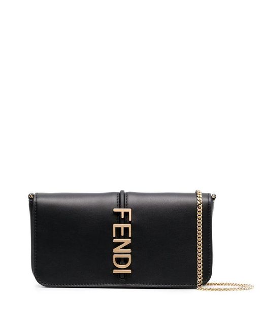 Fendi Black Wallet On Chain Graphy Bags