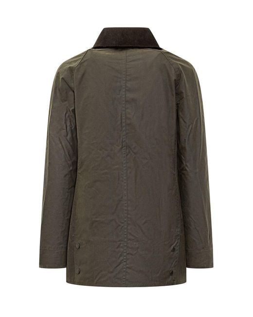 Barbour Gray Waxed Jacket With Velvet Collar