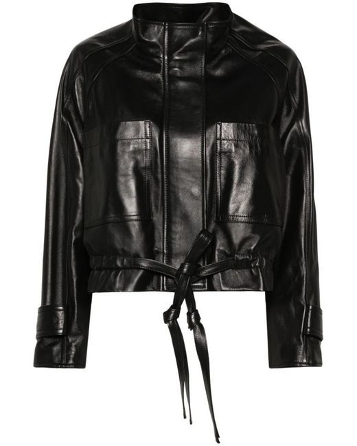 Dondup Black Leather Jacket