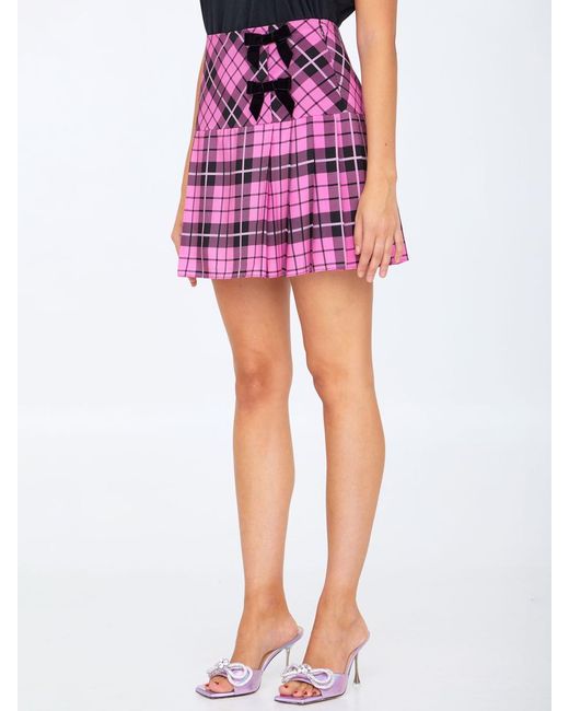 Alessandra Rich Pink Tartan Miniskirt