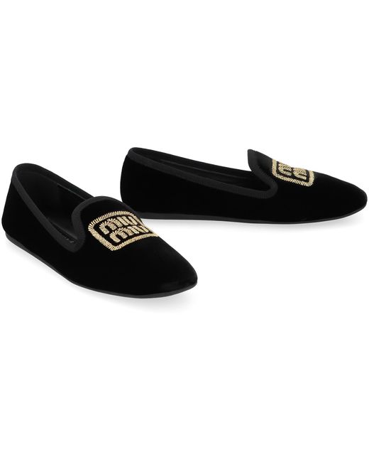 Miu Miu Black Velvet Loafers