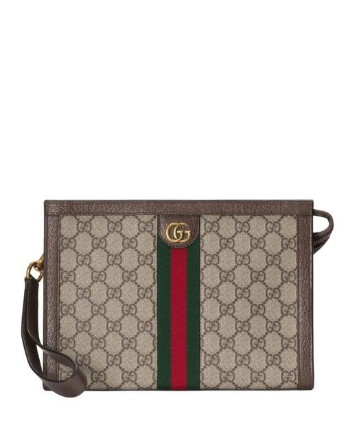 Gucci Brown "Ophidia" Pouch With Web Details for men