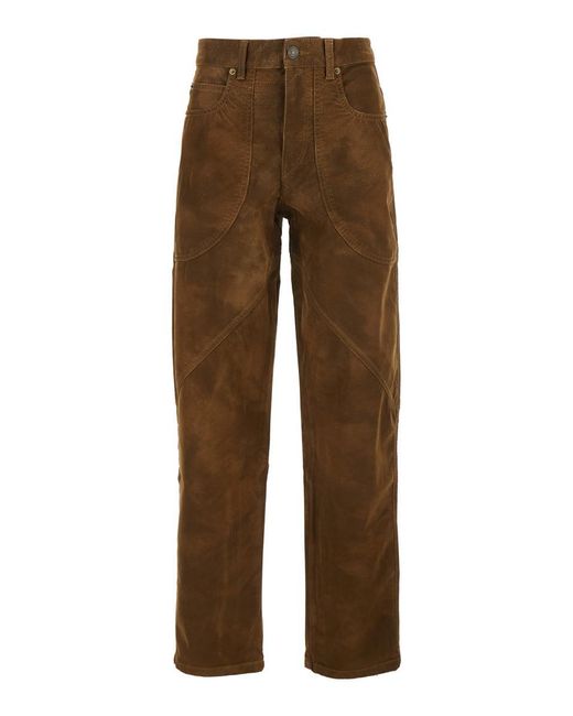 Isabel Marant Brown 'Kelvina' Jeans With Logo Patch On The Rear And Tapered Leg