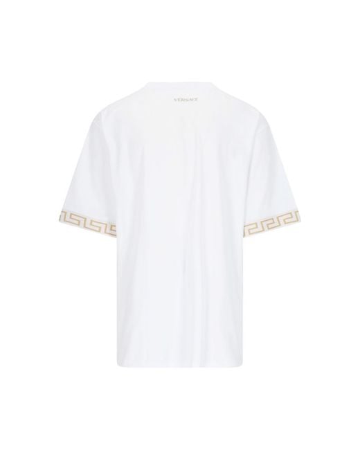 Versace White La Greca Short-sleeved T-shirt for men