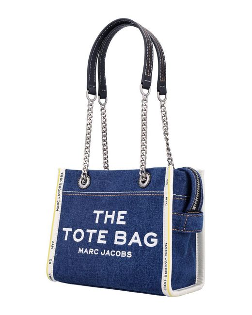 Marc Jacobs Blue The Denim Chain Small Tote Bag
