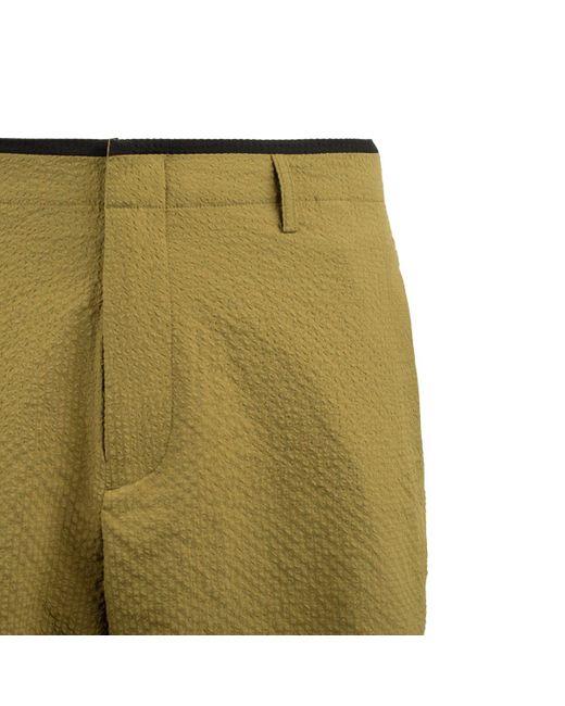 Paul Smith Green Recycled Polyester Bubble Seersucker Khaki Shorts for men