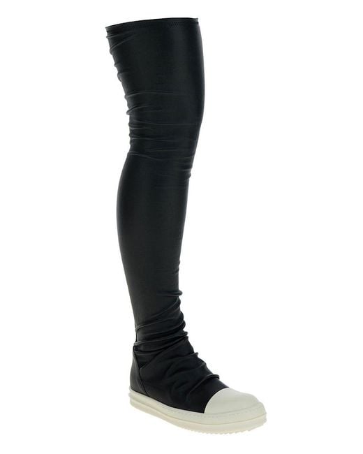 Rick Owens Black Knee-High Sneakers With Platform