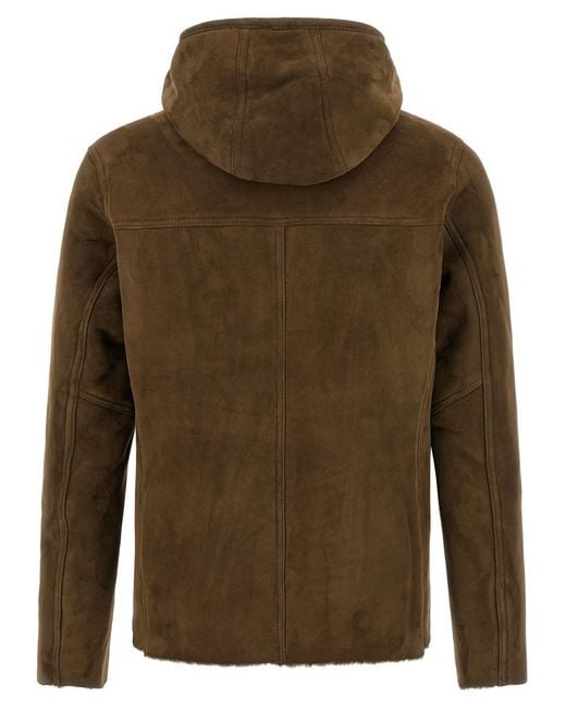 Giorgio Brato Green Shearling Hooded Jacket for men