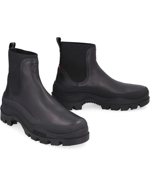 Moncler Black Larue Leather Chelsea Boots for men