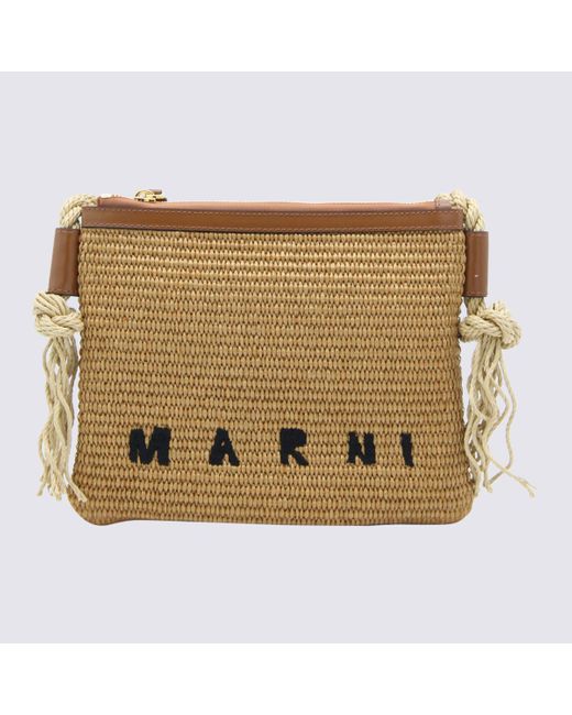 Marni Metallic Beige Raffia Marcel Summer Bag Shoulder Bag