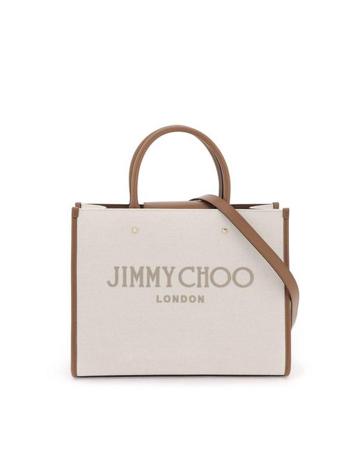Jimmy Choo White Avenue M Tote Canvas And Leather Tote Bag