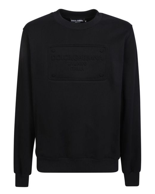 Dolce & Gabbana Black Logo Detail Cotton Sweatshirt for men