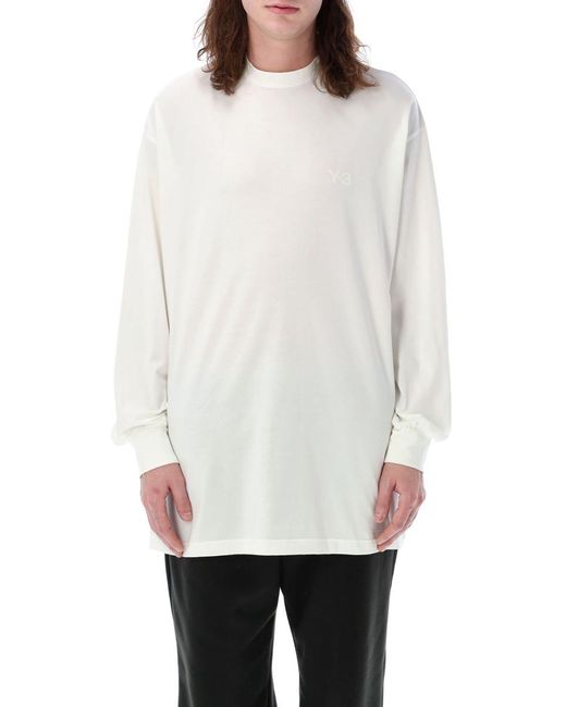 Y-3 White Mock Neck Long Sleeves T-Shirt