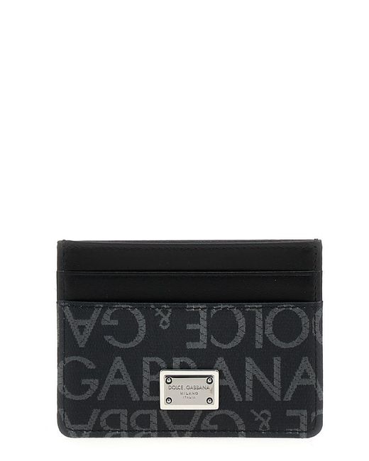 Dolce & Gabbana Black Jacquard Logo Cardholder Wallets, Card Holders for men