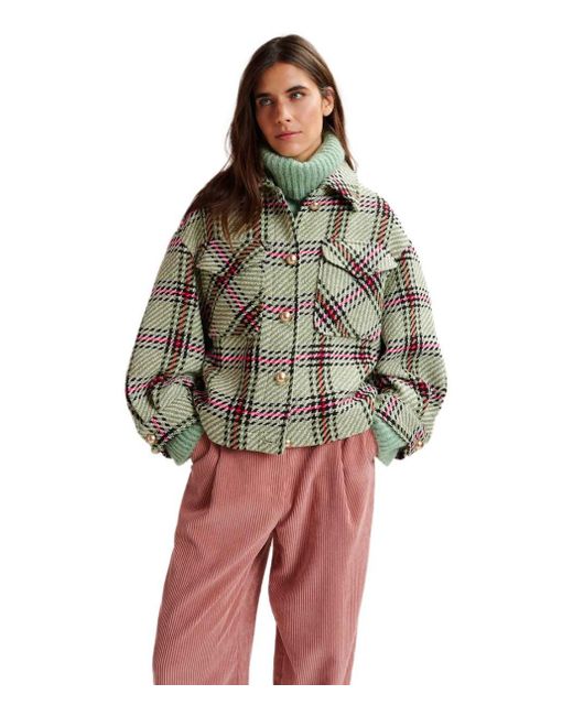 Essentiel Antwerp Oversized Plaid Button Front Jacket in Green Lyst UK