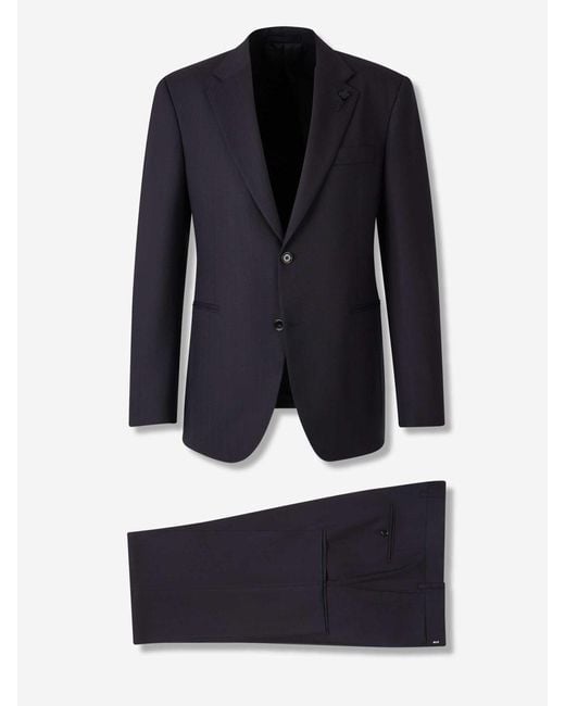 Lardini Blue Straight Wool Suit for men
