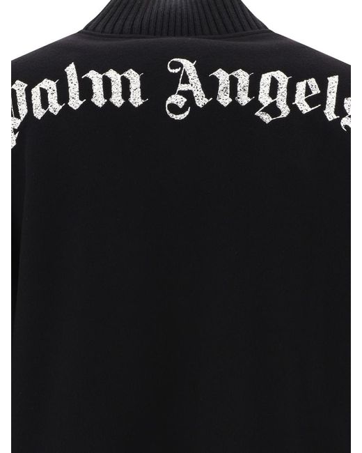 Palm Angels Black "Varsity Monogram" Bomber Jacket for men