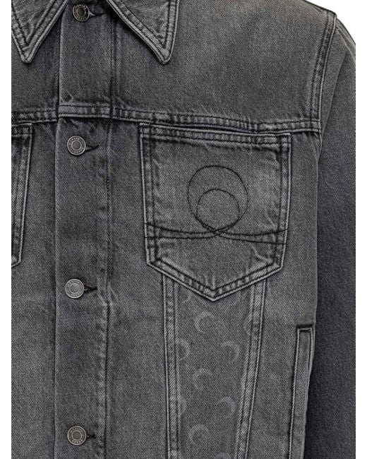 MARINE SERRE Gray Marine Grey Denim Jacket Greenhouses With Lunar Patterning for men