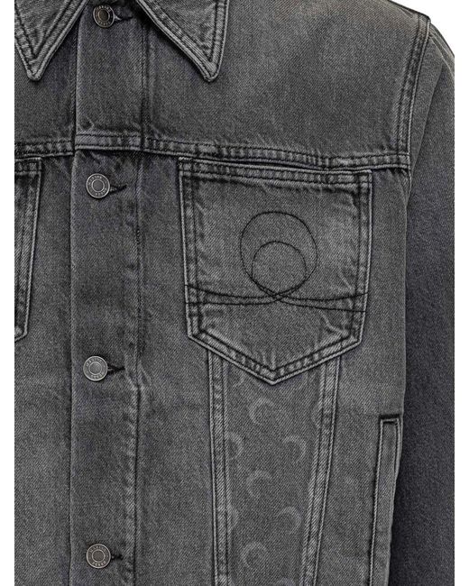 MARINE SERRE Gray Marine Grey Denim Jacket Greenhouses With Lunar Patterning for men