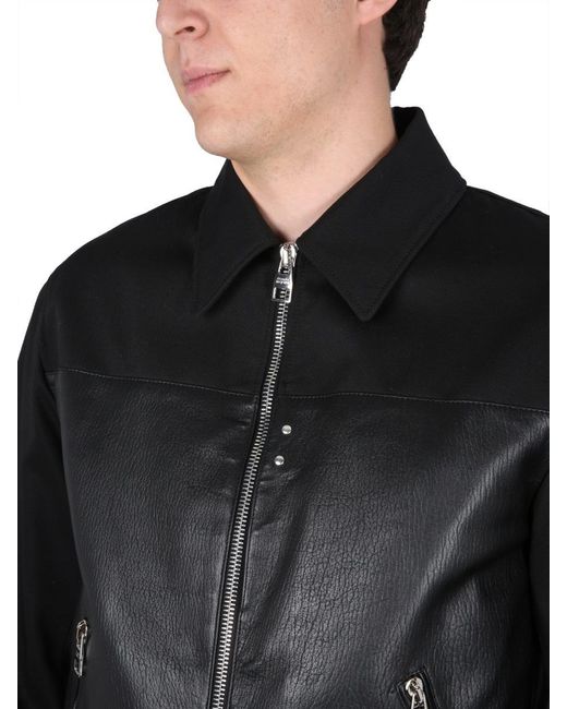Alexander McQueen Black Leather Bomber Jacket for men