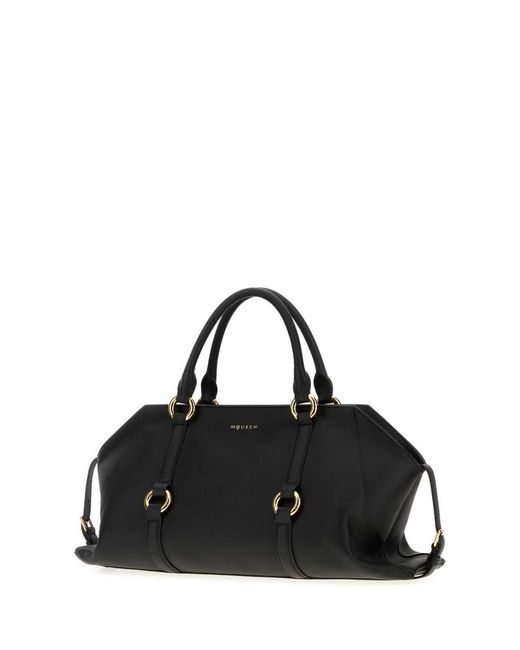 Alexander McQueen Black Leather Medium Farringdon Handbag