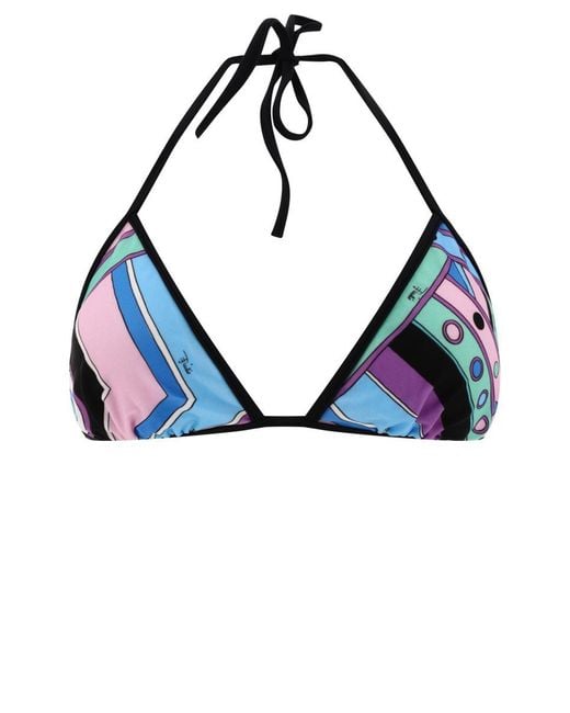 Emilio Pucci Blue Vivara Print Bikini Top