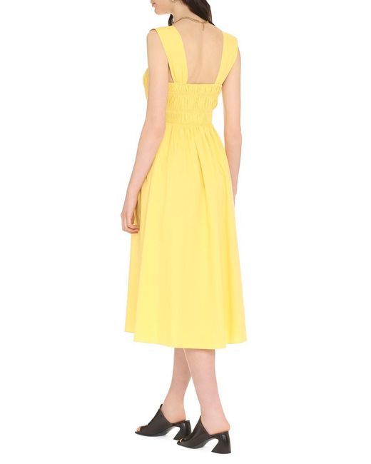 Staud Yellow Ida Poplin Midi Dress