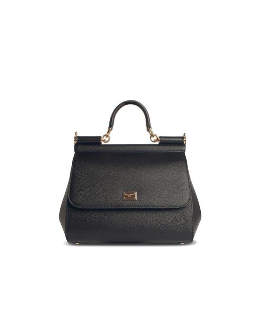 Dolce & Gabbana Black Large 'Sicily' Leather Bag
