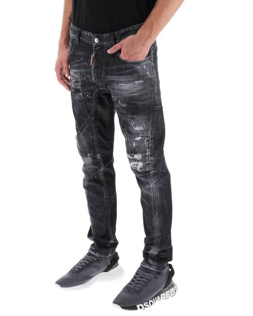 DSquared² Blue Ripped Wash Cool Guy Jeans for men