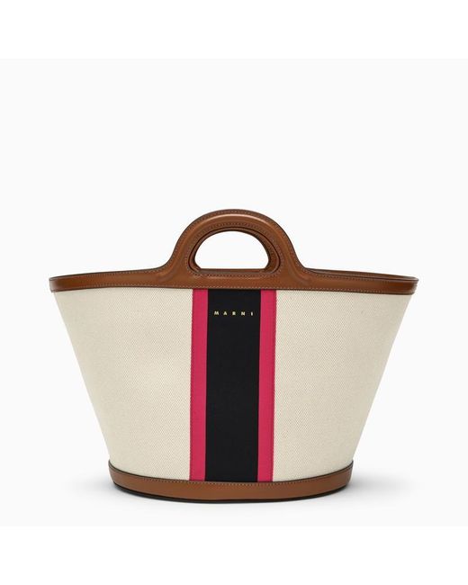 Marni Brown Tropicalia Small Canvas Bag//Fuchsia