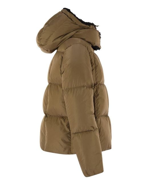 Moncler Green Castelnou - Short Down Jacket With Hood And Square Quilting