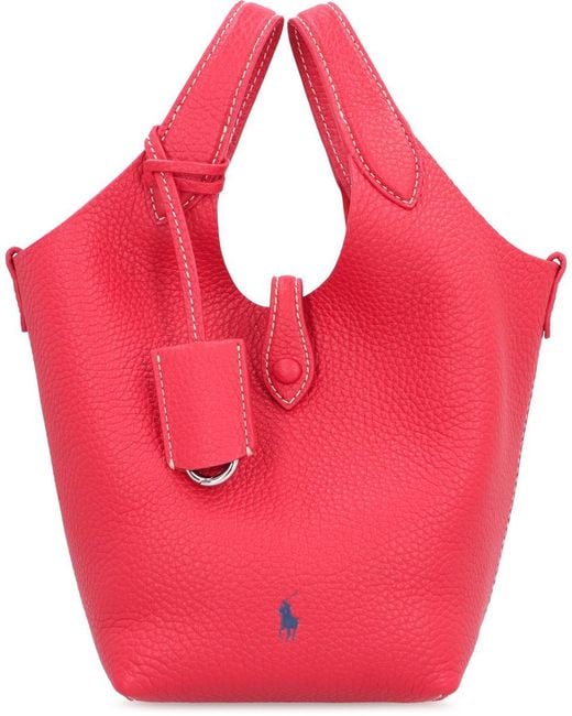 Polo Ralph Lauren Polo Play Leather Mini Tote in Pink | Lyst Australia