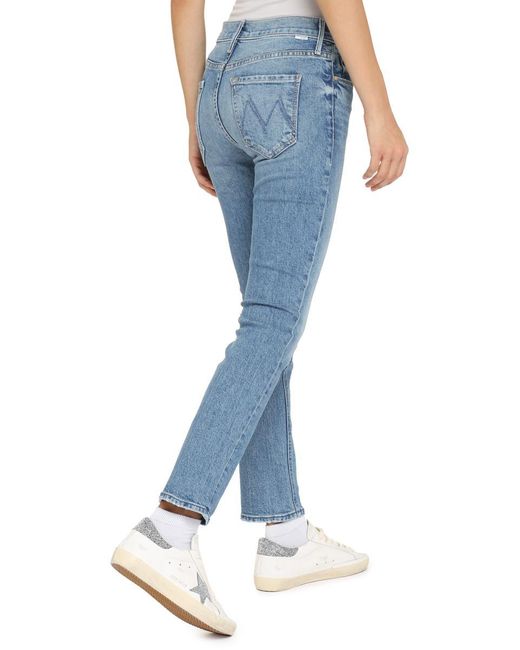 Mother Blue The Mid Rise Dazzer Ankle Straight Leg Jeans