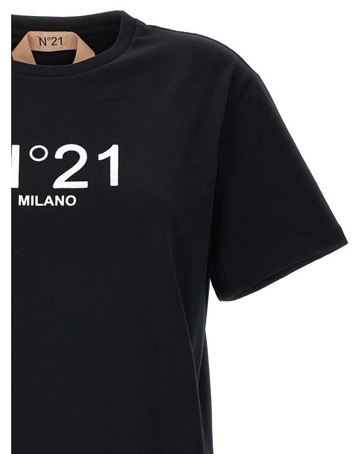 N°21 Black Flocked Logo T-shirt